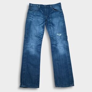 Levis 504 Vintage Jeans Denim Mens Size 36 x 34 Y2K Distressed Blue Pants